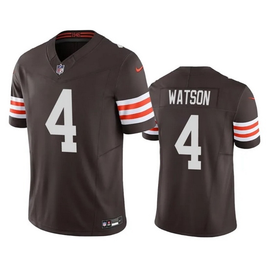 Men Cleveland Browns 4 Deshaun Watson Brown 2023 F U S E Vapor Untouchable Limited Stitched Jersey Men Cleveland Browns 4 Deshaun Watson Brown 2023 F U S E Vapor Untouchable Limited Stitched Jersey