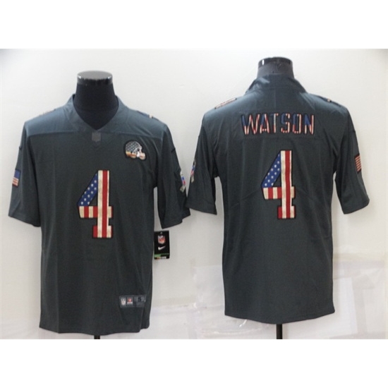 Men Cleveland Browns 4 Deshaun Watson Grey Salute To Service USA Flag Fashion Limited Stitched Jersey Men Cleveland Browns 4 Deshaun Watson Grey Salute To Service USA Flag Fashion Limited Stitched Jersey