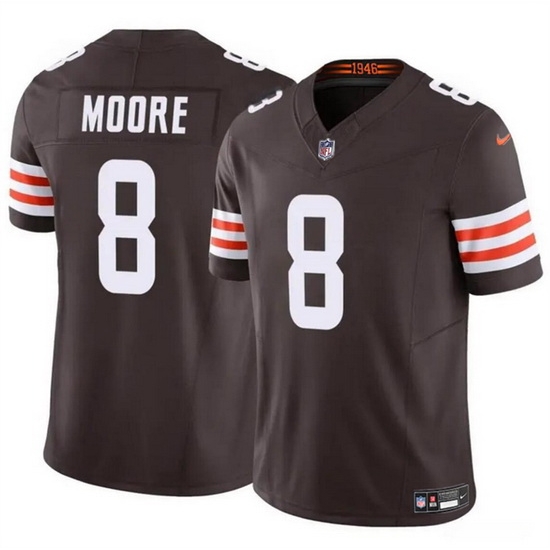 Men Cleveland Browns 8 Elijah Moore Brown 2023 F U S E Vapor Limited Stitched Football Jersey Men Cleveland Browns 8 Elijah Moore Brown 2023 F U S E Vapor Limited Stitched Football Jersey