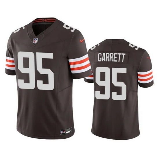 Men Cleveland Browns 95 Myles Garrett Brown 2023 F.U.S.E. Vapor Untouchable Limited Stitched Jersey