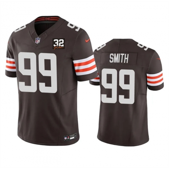 Men Cleveland Browns 99 Za 27Darius Smith Brown 2023 F U S E With Jim Brown Memorial Patch Vapor Untouchable Limited Stitched Jersey Men Cleveland Browns 99 Za 27Darius Smith Brown 2023 F U S E With Jim Brown Memorial Patch Vapor Untouchable Limited Stitched Jersey