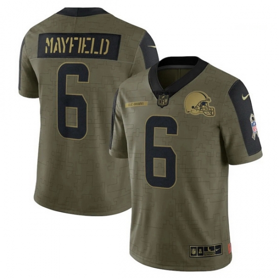 Men's Cleveland Browns Baker Mayfield Nike Olive 2021 Salute To Service Limited Player Jersey Men's Cleveland Browns Baker Mayfield Nike Olive 2021 Salute To Service Limited Player Jersey