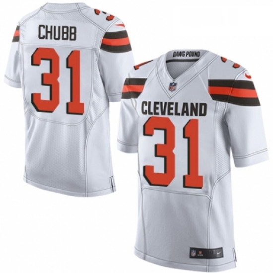 Mens Nike Cleveland Browns 31 Nick Chubb Elite White NFL Jersey Mens Nike Cleveland Browns 31 Nick Chubb Elite White NFL Jersey