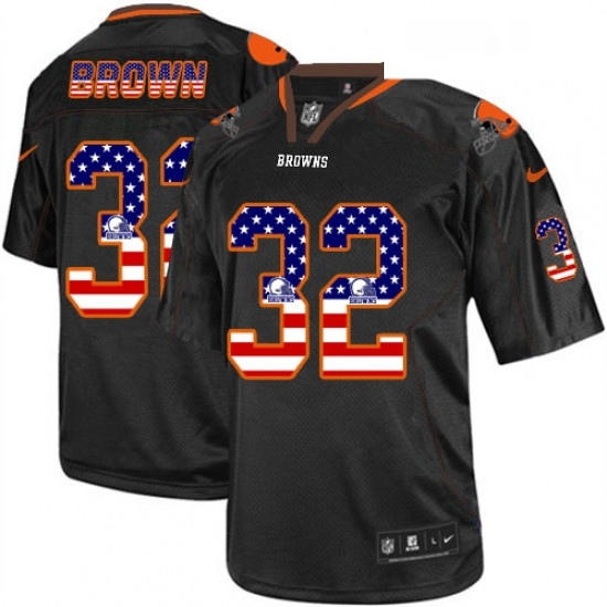 Mens Nike Cleveland Browns 32 Jim Brown Elite Black USA Flag Fashion NFL Jersey Mens Nike Cleveland Browns 32 Jim Brown Elite Black USA Flag Fashion NFL Jersey
