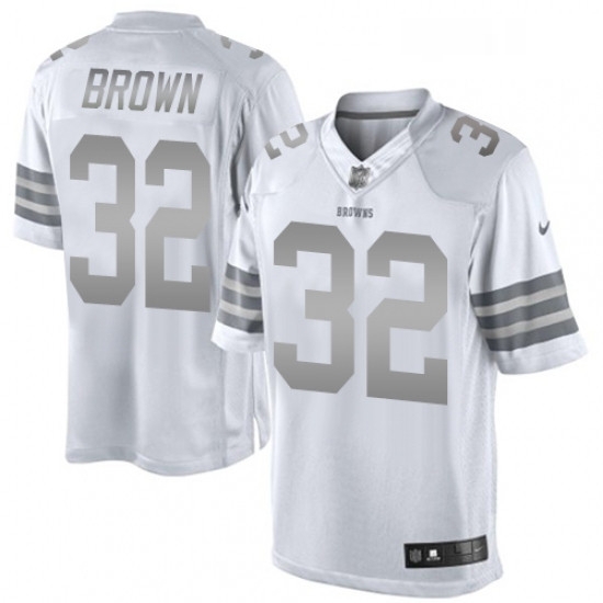 Mens Nike Cleveland Browns 32 Jim Brown Limited White Platinum NFL Jersey Mens Nike Cleveland Browns 32 Jim Brown Limited White Platinum NFL Jersey