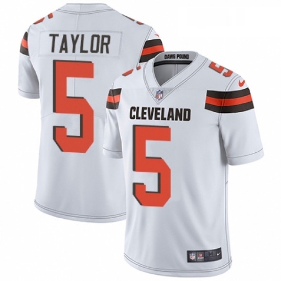Mens Nike Cleveland Browns 5 Tyrod Taylor White Vapor Untouchable Limited Player NFL Jersey Mens Nike Cleveland Browns 5 Tyrod Taylor White Vapor Untouchable Limited Player NFL Jersey