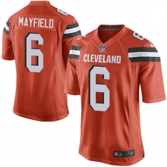 Mens Nike Cleveland Browns 6 Baker Mayfield Game Orange Alternate NFL Jersey Mens Nike Cleveland Browns 6 Baker Mayfield Game Orange Alternate NFL Jersey