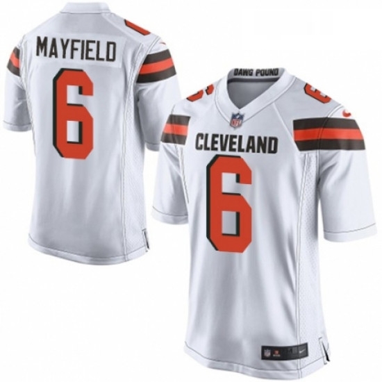 Mens Nike Cleveland Browns 6 Baker Mayfield Game White NFL Jersey Mens Nike Cleveland Browns 6 Baker Mayfield Game White NFL Jersey