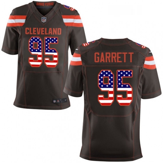 Mens Nike Cleveland Browns 95 Myles Garrett Elite Brown Home USA Flag Fashion NFL Jersey Mens Nike Cleveland Browns 95 Myles Garrett Elite Brown Home USA Flag Fashion NFL Jersey