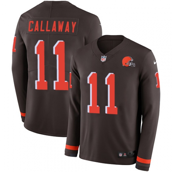 Nike Browns #11 Antonio Callaway Brown Team Color Men Stitched NFL Limited Therma Long Sleeve Jersey Nike Browns #11 Antonio Callaway Brown Team Color Men Stitched NFL Limited Therma Long Sleeve Jersey