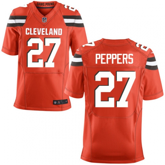 Nike Browns #27 Jabrill Peppers Orange Alternate Mens Stitched NFL New Elite Jersey Nike Browns #27 Jabrill Peppers Orange Alternate Mens Stitched NFL New Elite Jersey