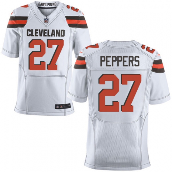 Nike Browns #27 Jabrill Peppers White Mens Stitched NFL New Elite Jersey Nike Browns #27 Jabrill Peppers White Mens Stitched NFL New Elite Jersey