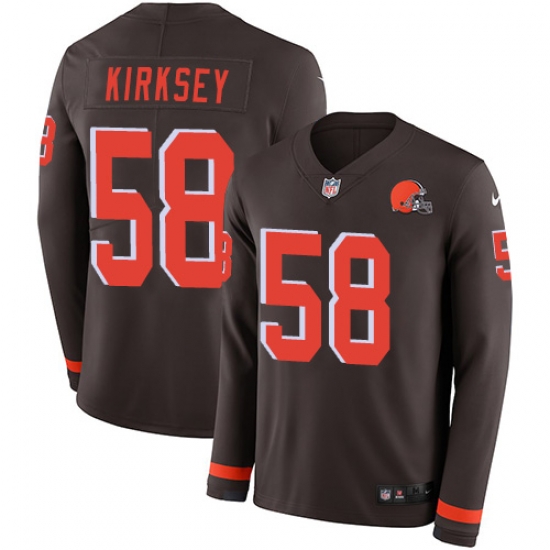 Nike Browns #58 Christian Kirksey Brown Team Color Men Stitched NFL Limited Therma Long Sleeve Jersey Nike Browns #58 Christian Kirksey Brown Team Color Men Stitched NFL Limited Therma Long Sleeve Jersey