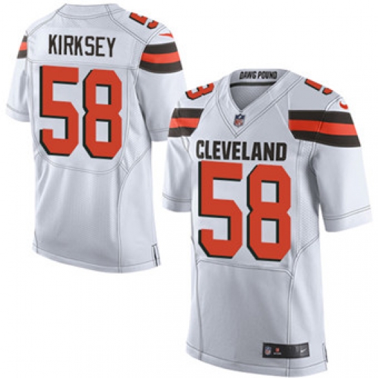 Nike Browns #58 Christian Kirksey White Mens Stitched NFL New Elite Jersey Nike Browns #58 Christian Kirksey White Mens Stitched NFL New Elite Jersey