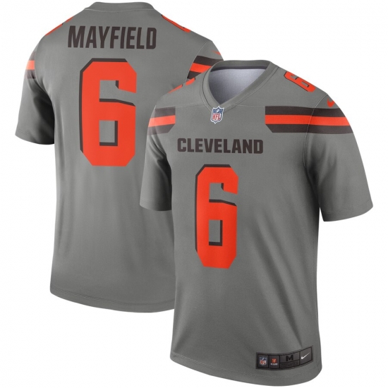 Nike Browns 6 Baker Mayfield Gray Inverted Legend Jersey Nike Browns 6 Baker Mayfield Gray Inverted Legend Jersey