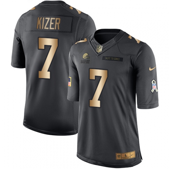 Nike Browns #7 DeShone Kizer Black Mens Stitched NFL Limited Gold Salute To Service Jersey Nike Browns #7 DeShone Kizer Black Mens Stitched NFL Limited Gold Salute To Service Jersey