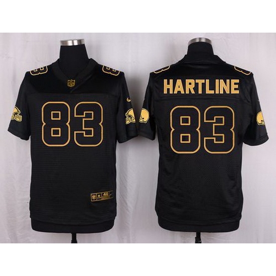 Nike Browns #83 Brian Hartline Black Mens Stitched NFL Elite Pro Line Gold Collection Jersey Nike Browns #83 Brian Hartline Black Mens Stitched NFL Elite Pro Line Gold Collection Jersey