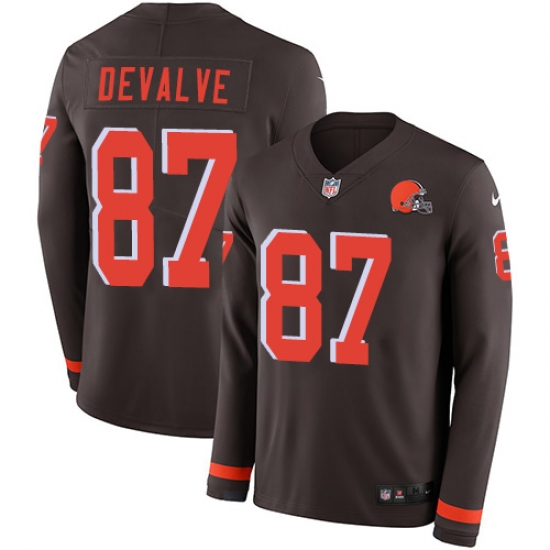 Nike Browns #87 Seth DeValve Brown Team Color Men Stitched NFL Limited Therma Long Sleeve Jersey Nike Browns #87 Seth DeValve Brown Team Color Men Stitched NFL Limited Therma Long Sleeve Jersey
