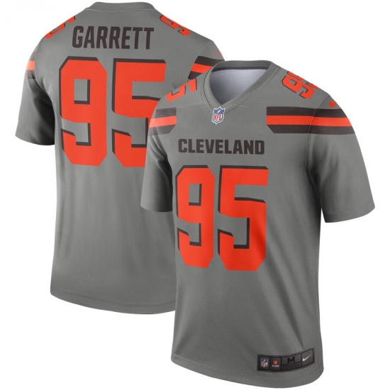 Nike Browns 95 Myles Garrett Gray Inverted Legend Jersey Nike Browns 95 Myles Garrett Gray Inverted Legend Jersey