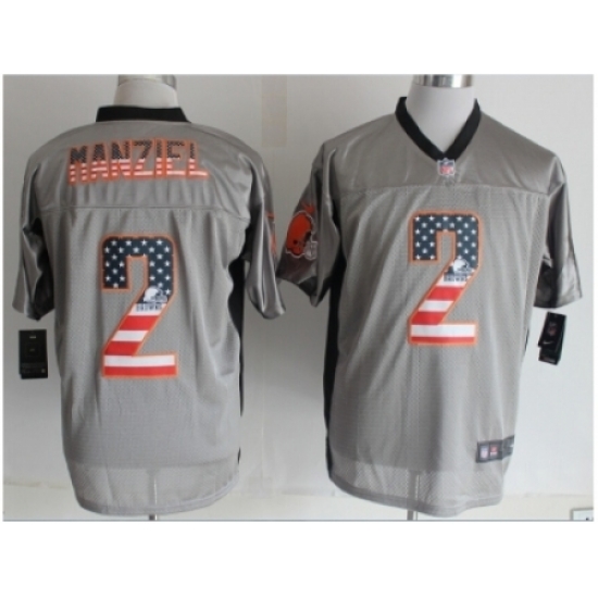 Nike Cleveland Browns 2 Johnny Manziel Grey Elite USA Flag Fashion NFL Jersey Nike Cleveland Browns 2 Johnny Manziel Grey Elite USA Flag Fashion NFL Jersey
