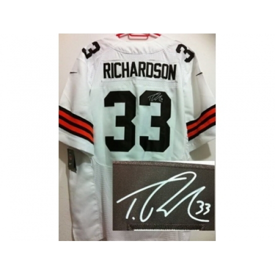Nike Cleveland Browns 33 Trent Richardson White Elite Signed NFL Jersey Nike Cleveland Browns 33 Trent Richardson White Elite Signed NFL Jersey