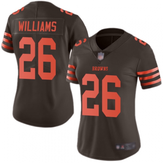 Browns 26 Greedy Williams Brown Women Stitched Football Limited Rush Jersey Browns 26 Greedy Williams Brown Women Stitched Football Limited Rush Jersey