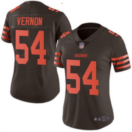 Browns 54 Olivier Vernon Brown Womens Stitched Football Limited Rush Jersey Browns 54 Olivier Vernon Brown Womens Stitched Football Limited Rush Jersey