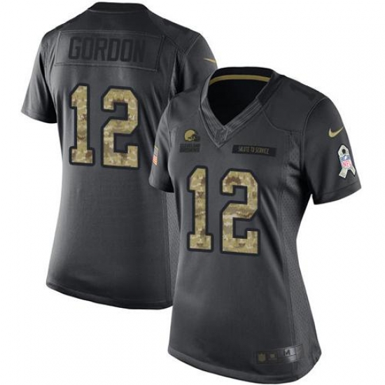 Nike Browns #12 Josh Gordon Black Womens Stitched NFL Limited 2016 Salute to Service Jersey Nike Browns #12 Josh Gordon Black Womens Stitched NFL Limited 2016 Salute to Service Jersey