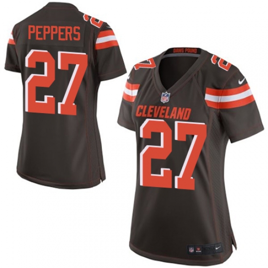 Nike Browns #27 Jabrill Peppers Brown Team Color Womens Stitched NFL New Elite Jersey Nike Browns #27 Jabrill Peppers Brown Team Color Womens Stitched NFL New Elite Jersey