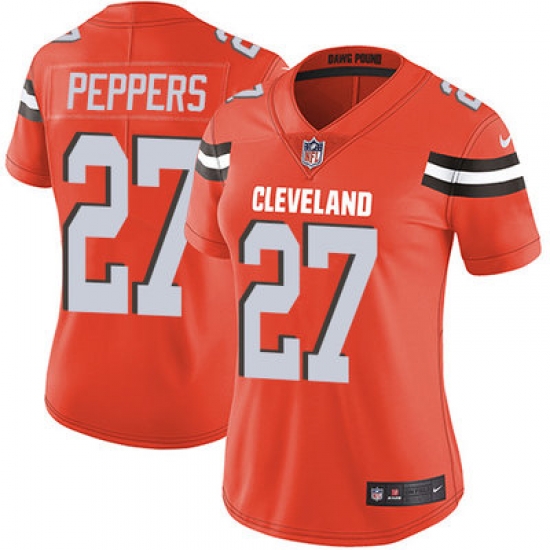 Nike Browns #27 Jabrill Peppers Orange Alternate Womens Stitched NFL Vapor Untouchable Limited Jersey Nike Browns #27 Jabrill Peppers Orange Alternate Womens Stitched NFL Vapor Untouchable Limited Jersey