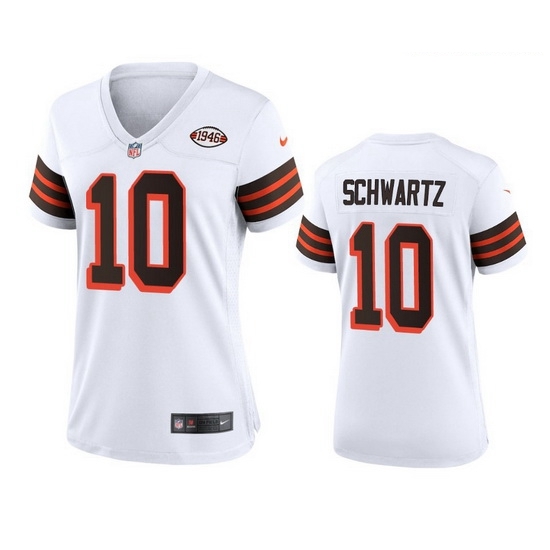 Women Cleveland Browns 10 Anthony Schwartz Nike 1946 Collection Alternate Game Limited NFL Jersey White Women Cleveland Browns 10 Anthony Schwartz Nike 1946 Collection Alternate Game Limited NFL Jersey White
