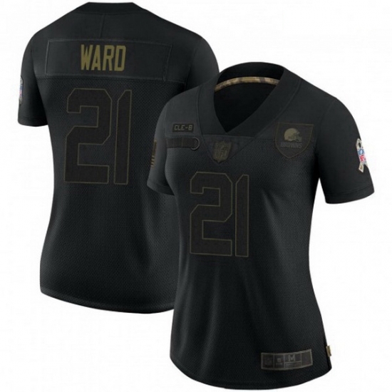 Women Cleveland Browns 21 Denzel Ward Black 2020 Salute To Service Jersey Women Cleveland Browns 21 Denzel Ward Black 2020 Salute To Service Jersey