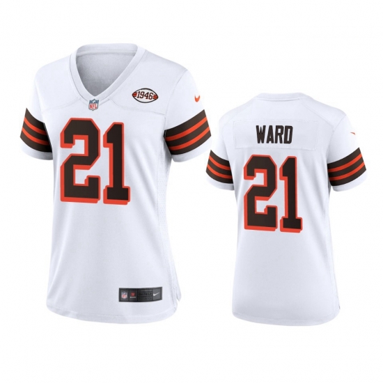 Women Cleveland Browns 21 Denzel Ward Nike 1946 Collection Alternate Game Limited NFL Jersey White Women Cleveland Browns 21 Denzel Ward Nike 1946 Collection Alternate Game Limited NFL Jersey White