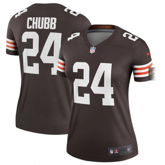 Women Cleveland Browns #24 Nick Chubb 2020 New Brown Stitched Jerseys Women Cleveland Browns #24 Nick Chubb 2020 New Brown Stitched Jerseys