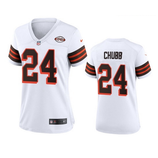 Women Cleveland Browns 24 Nick Chubb Nike 1946 Collection Alternate Game Limited NFL Jersey White Women Cleveland Browns 24 Nick Chubb Nike 1946 Collection Alternate Game Limited NFL Jersey White