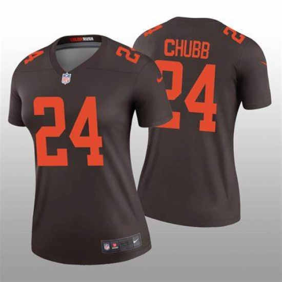 Women Cleveland Browns #24 Nick Chubb Rush Stitched Jerseys Women Cleveland Browns #24 Nick Chubb Rush Stitched Jerseys