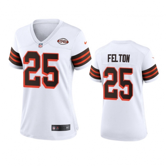 Women Cleveland Browns 25 Demetric Felton Nike 1946 Collection Alternate Game Limited NFL Jersey White Women Cleveland Browns 25 Demetric Felton Nike 1946 Collection Alternate Game Limited NFL Jersey White