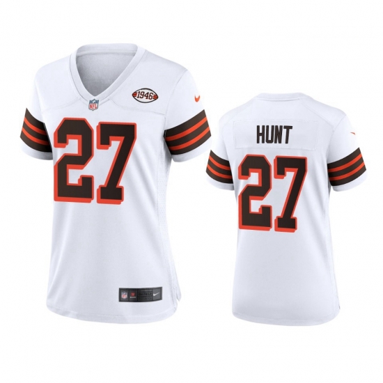 Women Cleveland Browns 27 Kareem Hunt Nike 1946 Collection Alternate Game Limited NFL Jersey White Women Cleveland Browns 27 Kareem Hunt Nike 1946 Collection Alternate Game Limited NFL Jersey White