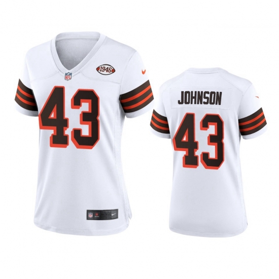 Women Cleveland Browns 43 John Johnson Nike 1946 Collection Alternate Game Limited NFL Jersey White Women Cleveland Browns 43 John Johnson Nike 1946 Collection Alternate Game Limited NFL Jersey White