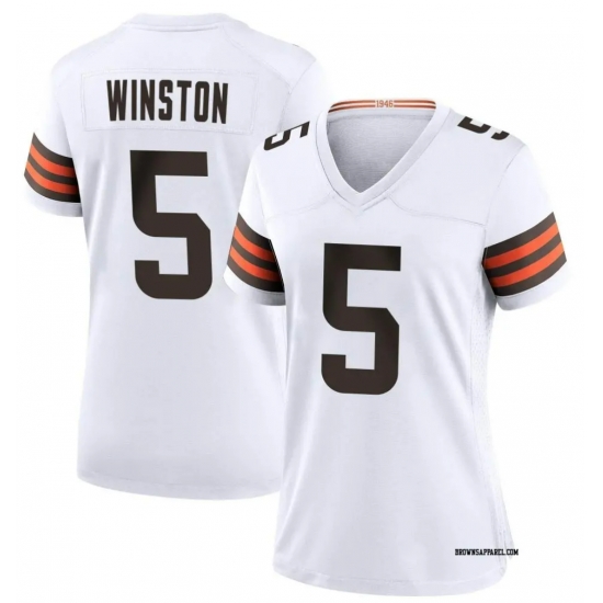 Women Cleveland Browns 5 Jameis Winston White Vapor Limited Stitched Football Jersey Women Cleveland Browns 5 Jameis Winston White Vapor Limited Stitched Football Jersey