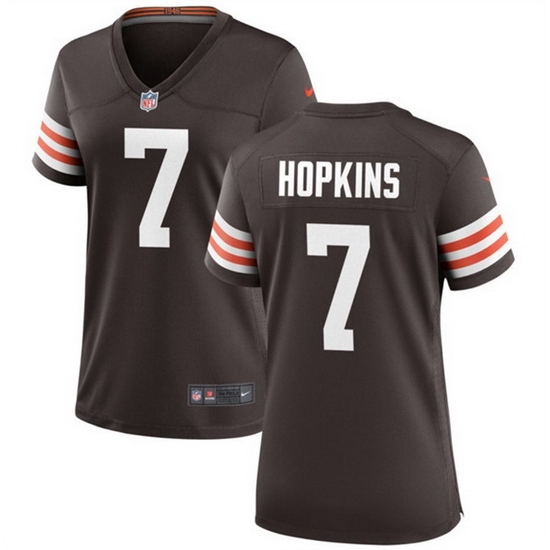 Women Cleveland Browns 7 Dustin Hopkins Brown Stitched Jersey Run Small Women Cleveland Browns 7 Dustin Hopkins Brown Stitched Jersey Run Small