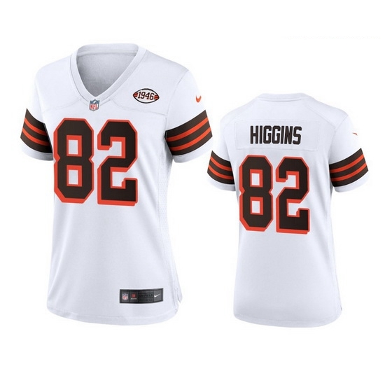 Women Cleveland Browns 82 Rashard Higgins Nike 1946 Collection Alternate Game Limited NFL Jersey White Women Cleveland Browns 82 Rashard Higgins Nike 1946 Collection Alternate Game Limited NFL Jersey White