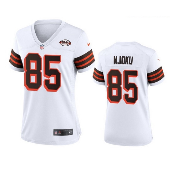 Women Cleveland Browns 85 David Njoku Nike 1946 Collection Alternate Game Limited NFL Jersey White Women Cleveland Browns 85 David Njoku Nike 1946 Collection Alternate Game Limited NFL Jersey White