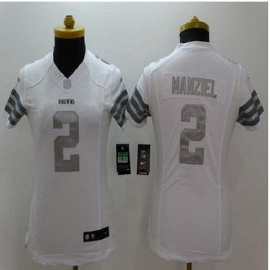 Women New Browns #2 Johnny Manziel White Stitched NFL Limited Platinum Jersey Women New Browns #2 Johnny Manziel White Stitched NFL Limited Platinum Jersey