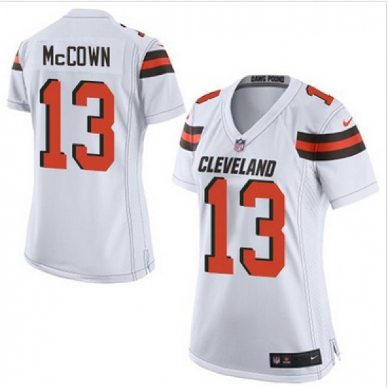 Women Nike Browns #13 Josh McCown White Stitched NFL New Elite Jersey Women Nike Browns #13 Josh McCown White Stitched NFL New Elite Jersey
