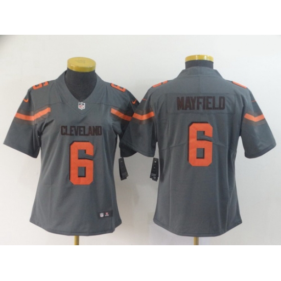 Women Nike Browns 6 Baker Mayfield Gray Women Inverted Legend Limited Jersey Women Nike Browns 6 Baker Mayfield Gray Women Inverted Legend Limited Jersey