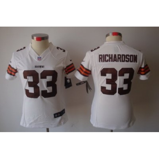 Women Nike Cleveland Browns 33# Trent Richardson White[Women's NIKE LIMITED Jersey]