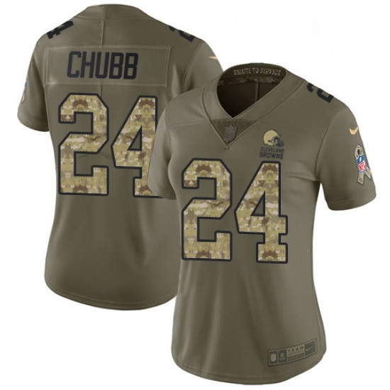 Womens Nike Cleveland Browns 24 Nick Chubb Limited Olive Camo 2017 Salute to Service NFL Jersey Womens Nike Cleveland Browns 24 Nick Chubb Limited Olive Camo 2017 Salute to Service NFL Jersey