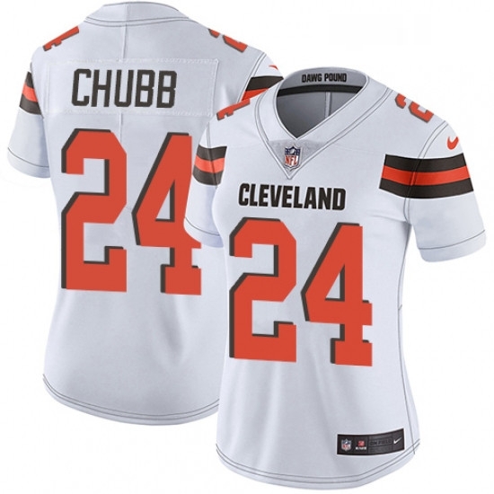 Womens Nike Cleveland Browns 24 Nick Chubb White Vapor Untouchable Limited Player NFL Jersey Womens Nike Cleveland Browns 24 Nick Chubb White Vapor Untouchable Limited Player NFL Jersey