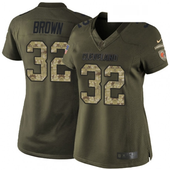 Womens Nike Cleveland Browns 32 Jim Brown Elite Green Salute to Service NFL Jersey Womens Nike Cleveland Browns 32 Jim Brown Elite Green Salute to Service NFL Jersey